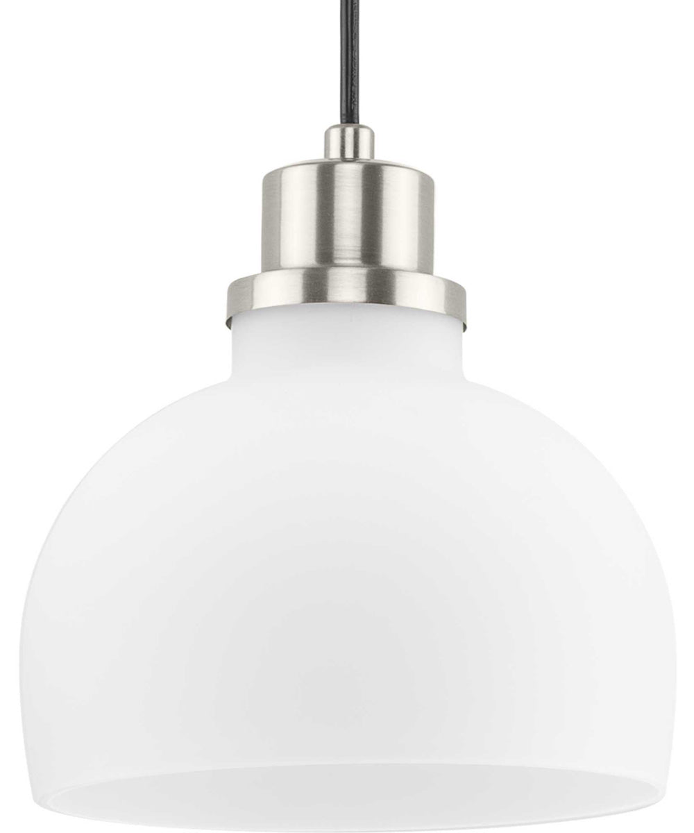 Garris 1-Light Etched Opal Glass Transitional Mini-Pendant Brushed Nickel
