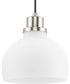 Garris 1-Light Etched Opal Glass Transitional Mini-Pendant Brushed Nickel