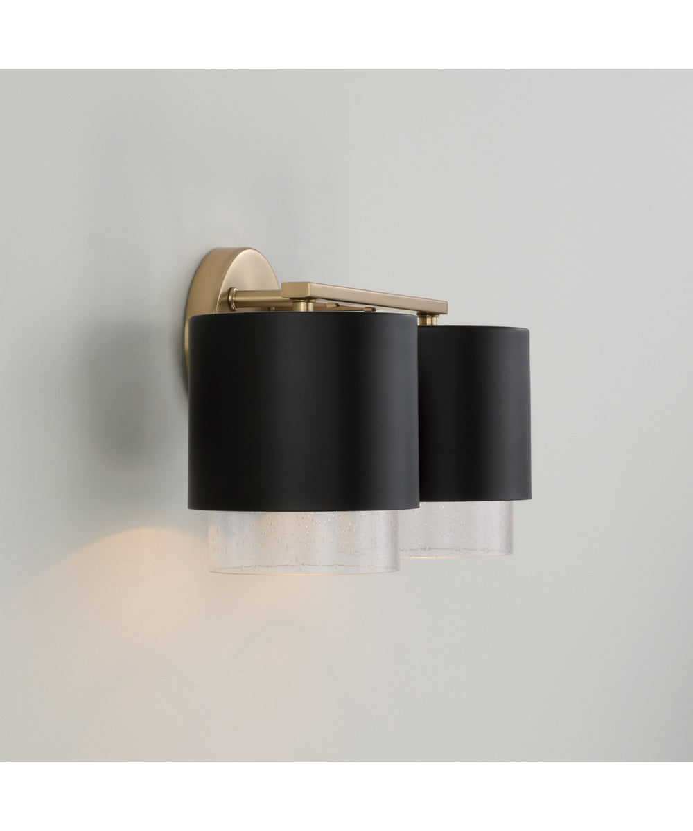 Weller 2-Light Vanity Matte Brass and Black
