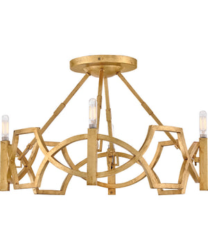 Leona 4-Light Medium Semi-Flush Mount in Distressed Brass