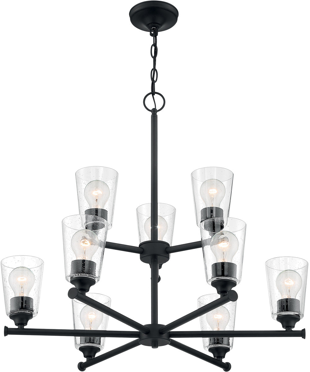 28"W Bransel 9-Light Chandelier Matte Black
