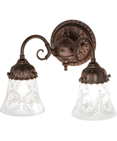 13" Wide Wreath & Garland 2 Light Wall Sconce