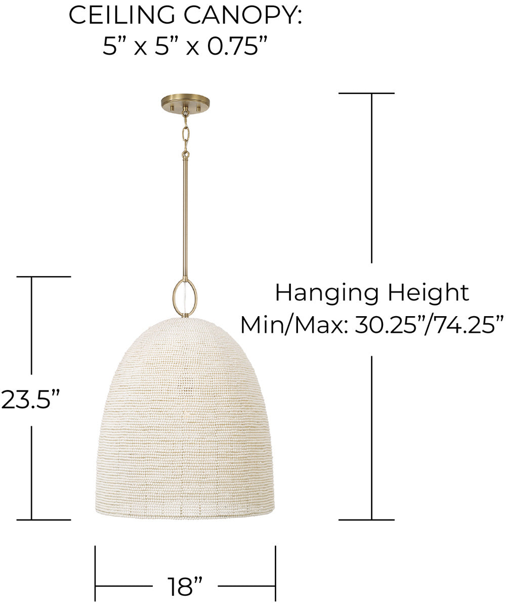 Natalia 1-Light Pendant Aged Brass
