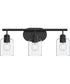 Reines 3-Light Bath Vanity with Clear Glass Shades Matte Black