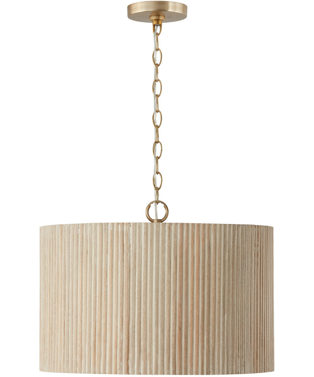 Donovan 3-Light Pendant Ivory Wash and Matte Brass