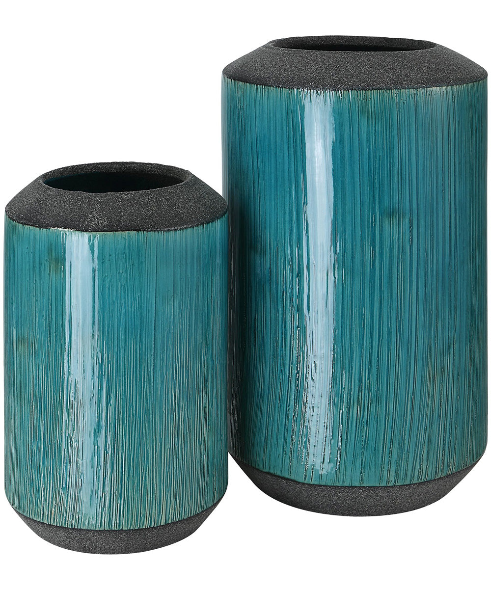 Maui Aqua Blue Vases, Set of 2
