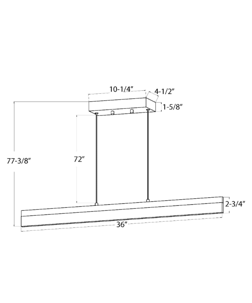 36"W 1-Light Linear Bar Ribbon LED Kitchen Island Light Fixture Brushed Nickel Finish Acrylic Shade