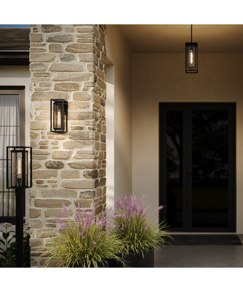 Shaw 15 inch 1 Light Outdoor Wall Light with Clear Glass Textured Black