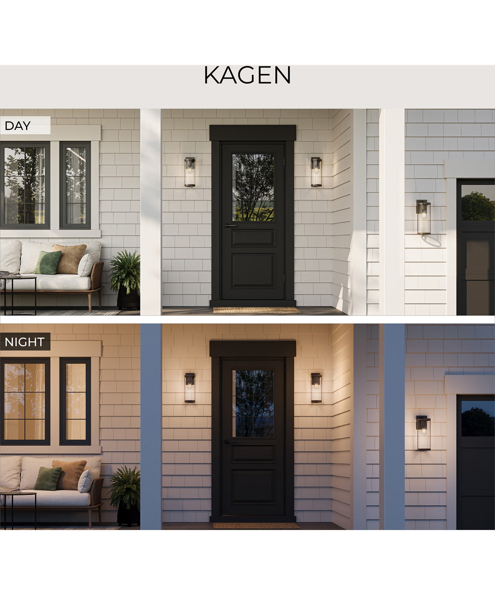 Kagen Large Outdoor Wall Light with Clear Glass Panels Antique Bronze