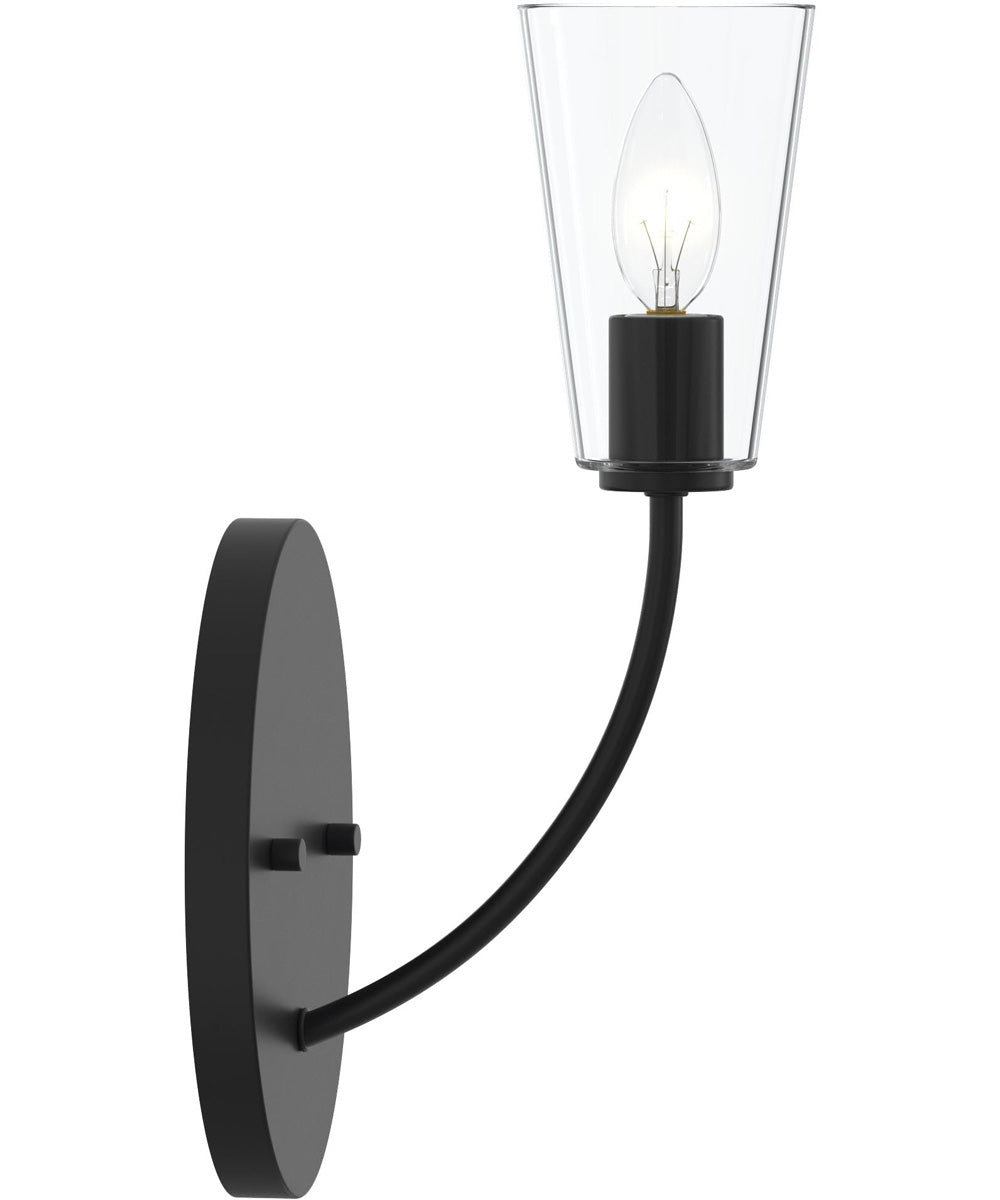Jheni 1-Light Wall Sconce with Clear Glass Shades Matte Black