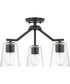 Vertex 3-Light Clear Glass Convertible Chandelier Matte Black