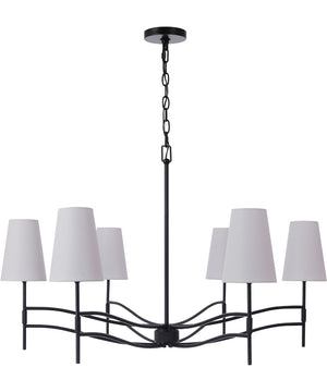 37"W Astor 6-Light Fabric Chandelier Flat Black