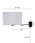 Dimmable Swing Arm Wall Light Bronze Brown Finish with White Linen Softback Rectangular Lampshade - For Bedside, Living Room, Reading Chair