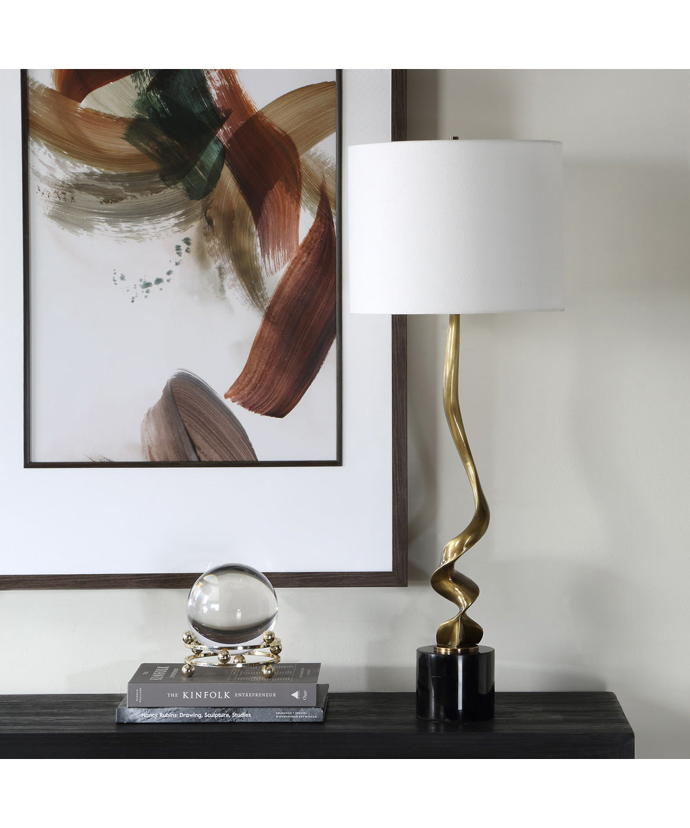 Spiraling Cordless Brass Buffet Lamp