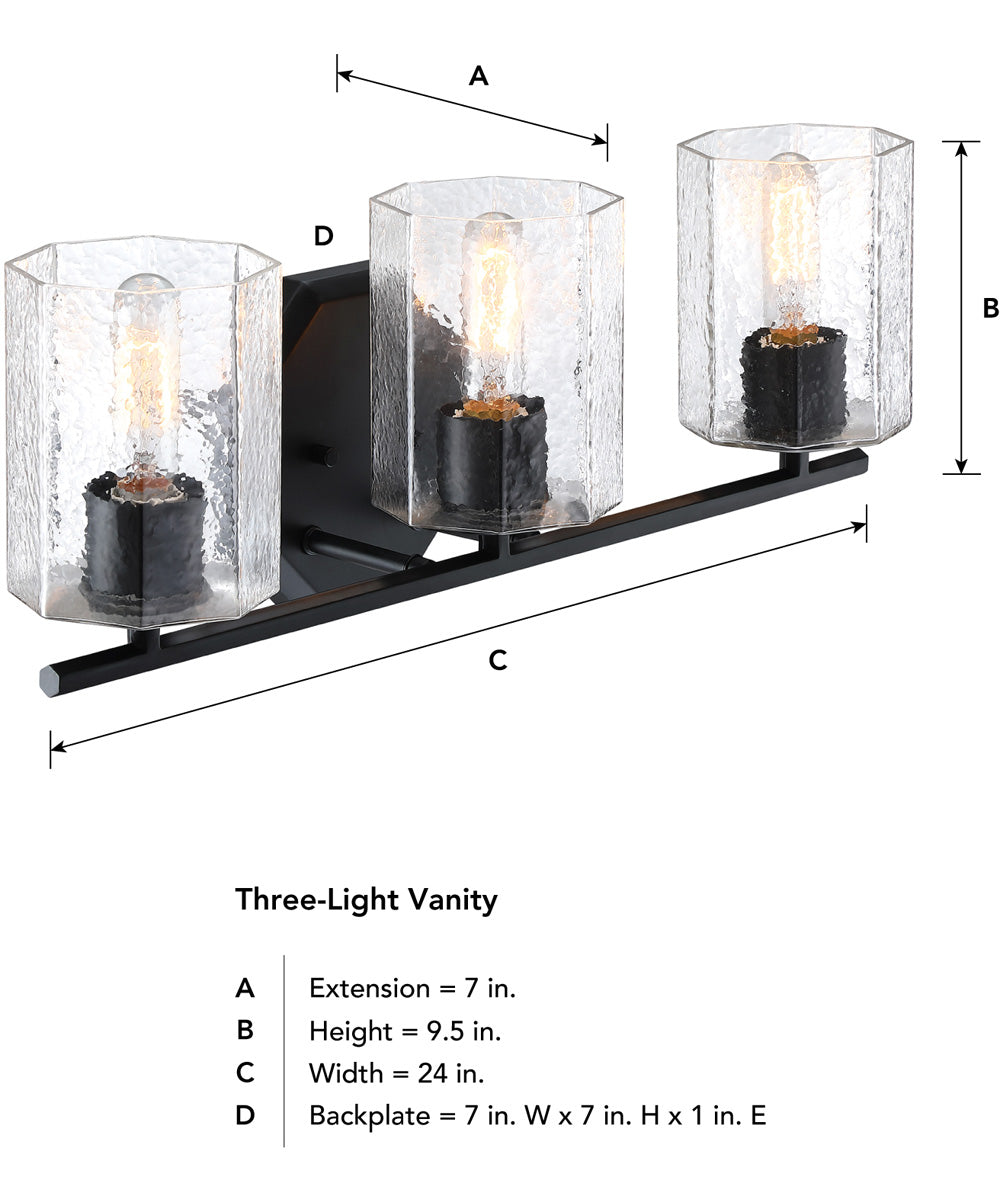 Haven 3 Light Vanity Matte Black