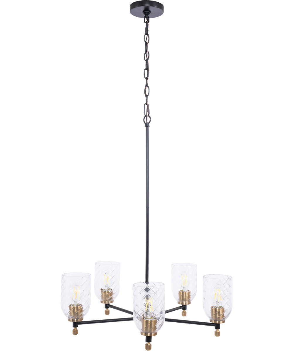 Council 5-Light Lighting Flat Black/Satin Brass
