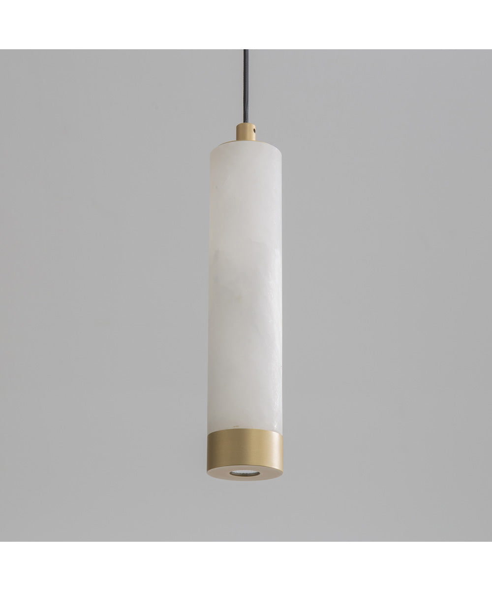 Aragon 9 inch LED Pendant White Alabaster / Gold
