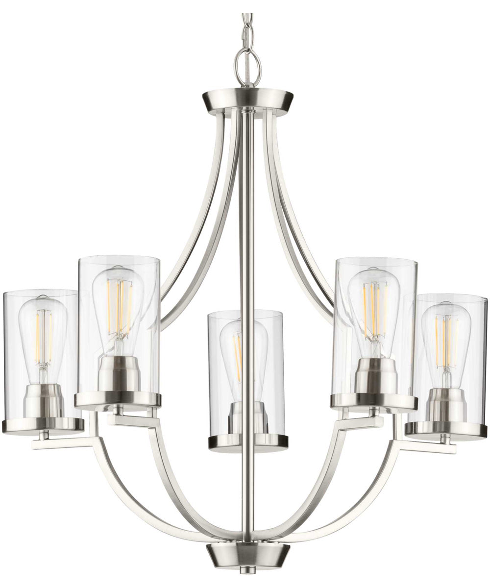 Lassiter 5-Light Clear Glass Modern Chandelier Light Brushed Nickel