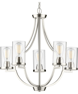 Lassiter 5-Light Clear Glass Modern Chandelier Light Brushed Nickel
