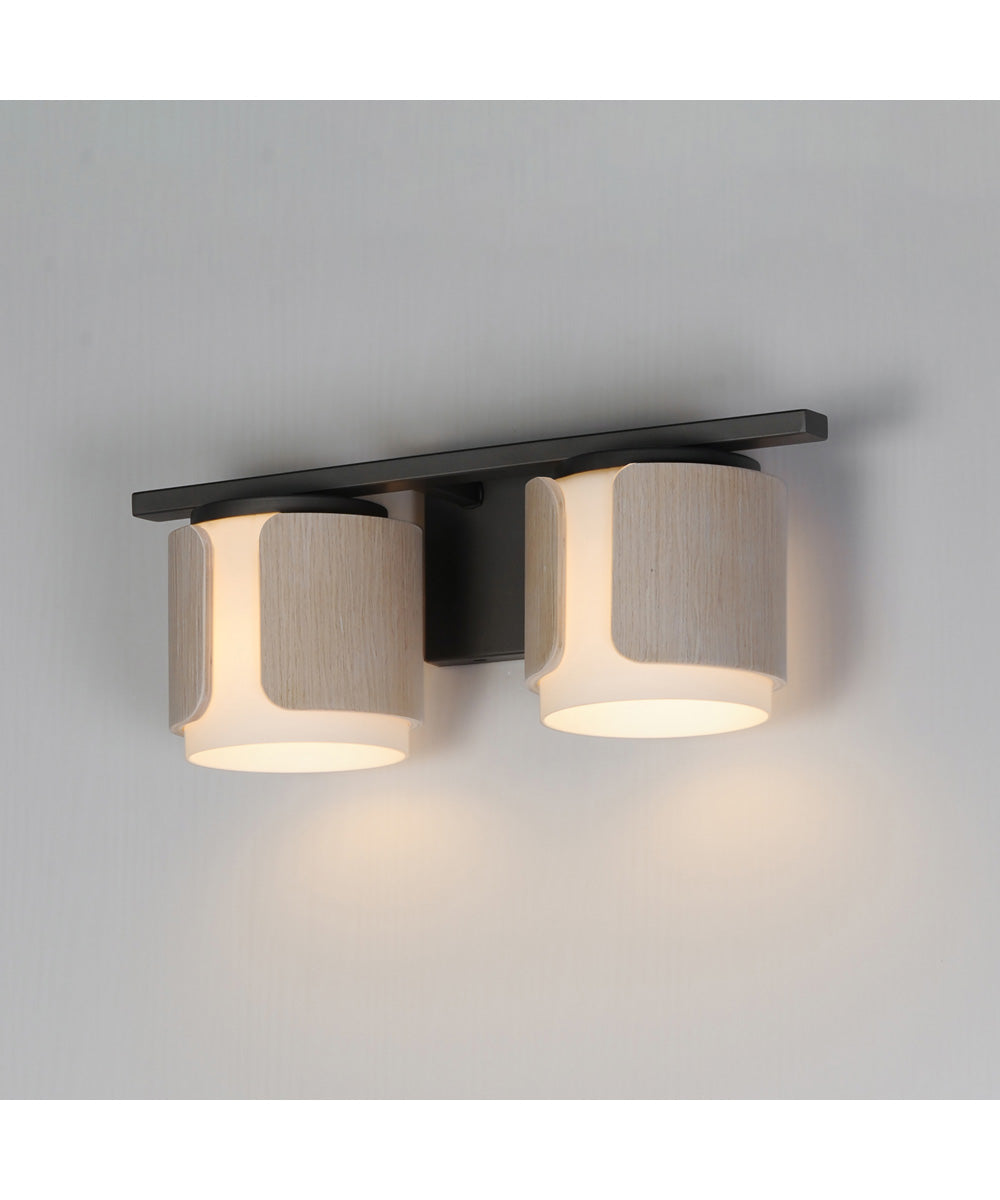 Draughtsman 2-Light Bath Vanity Natural Wood/Charcoal