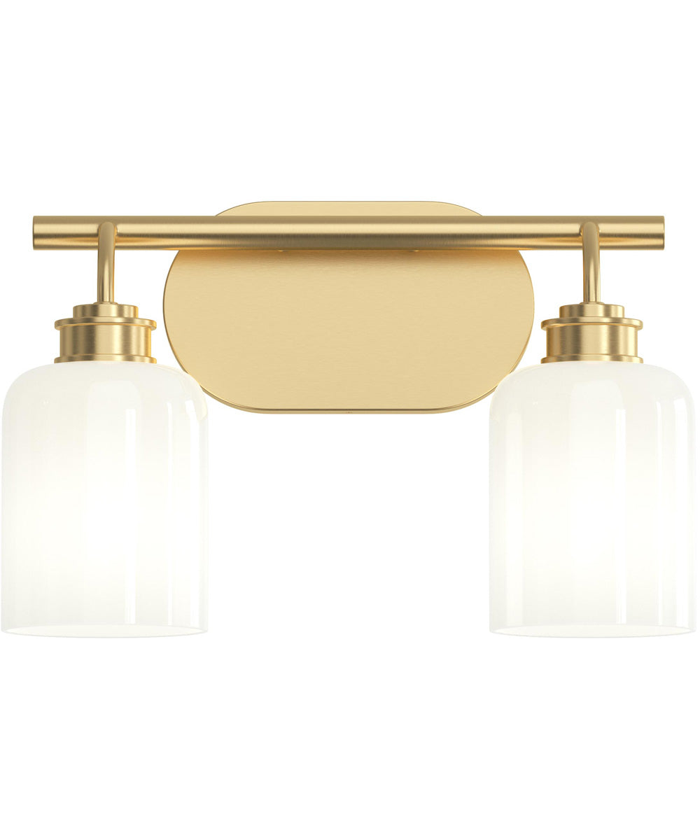 Reines 2-Light Bath Vanity with Opal Glass Shades Brushed Gold