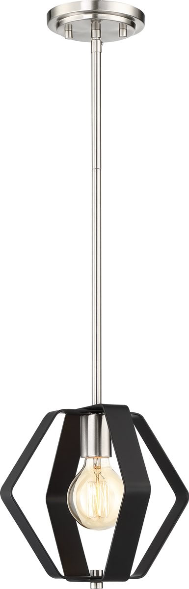 14"W Zen 1-Light Pendant Matte Black / Brushed Nickel