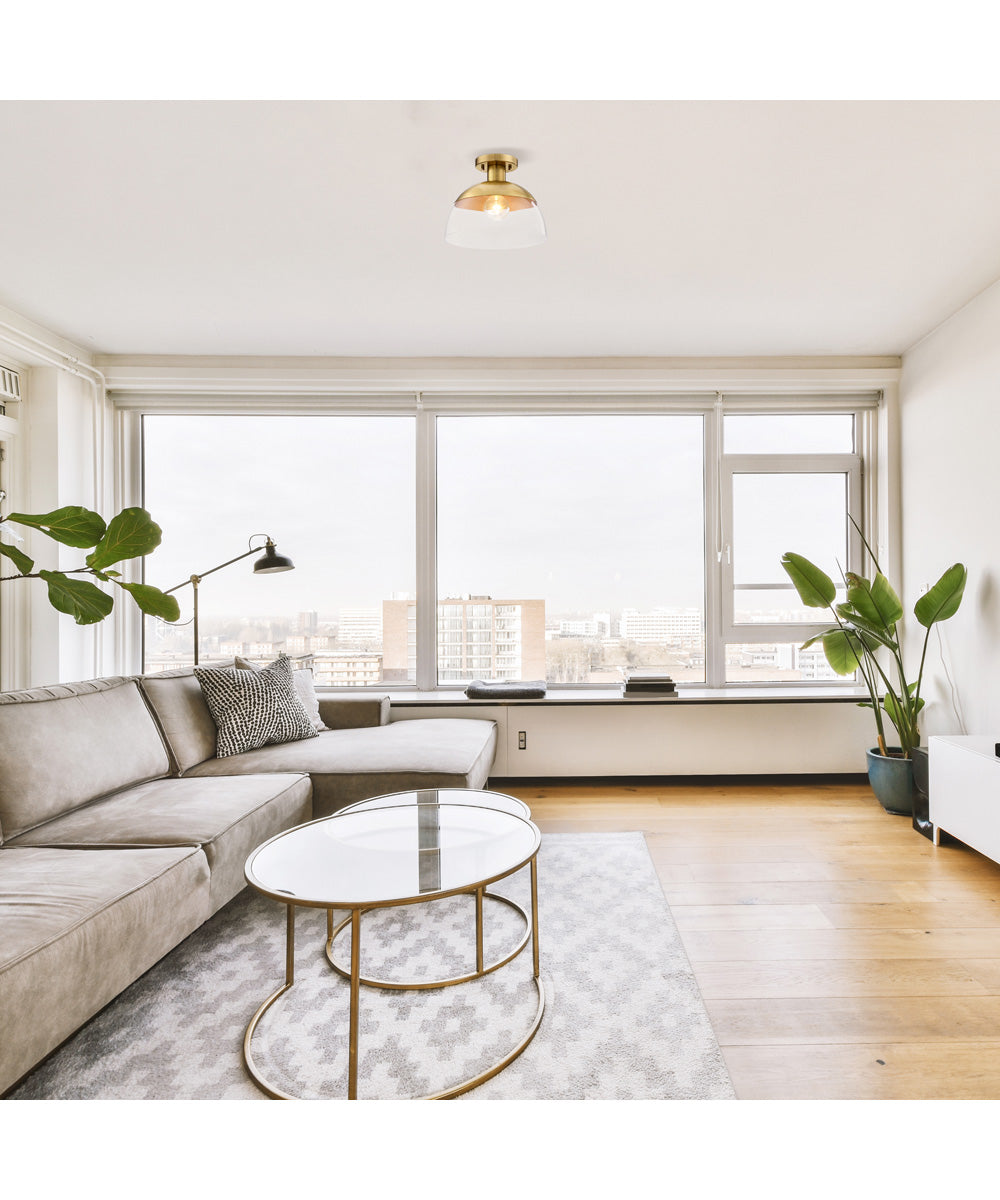 Rey 1 Light Semi Flush Mount Brushed Gold