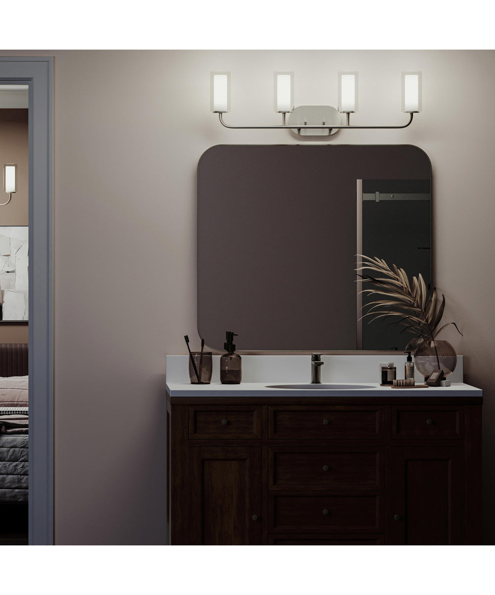 Mack 4-Light Vanity Light with Layered Glass Shades Brushed Nickel