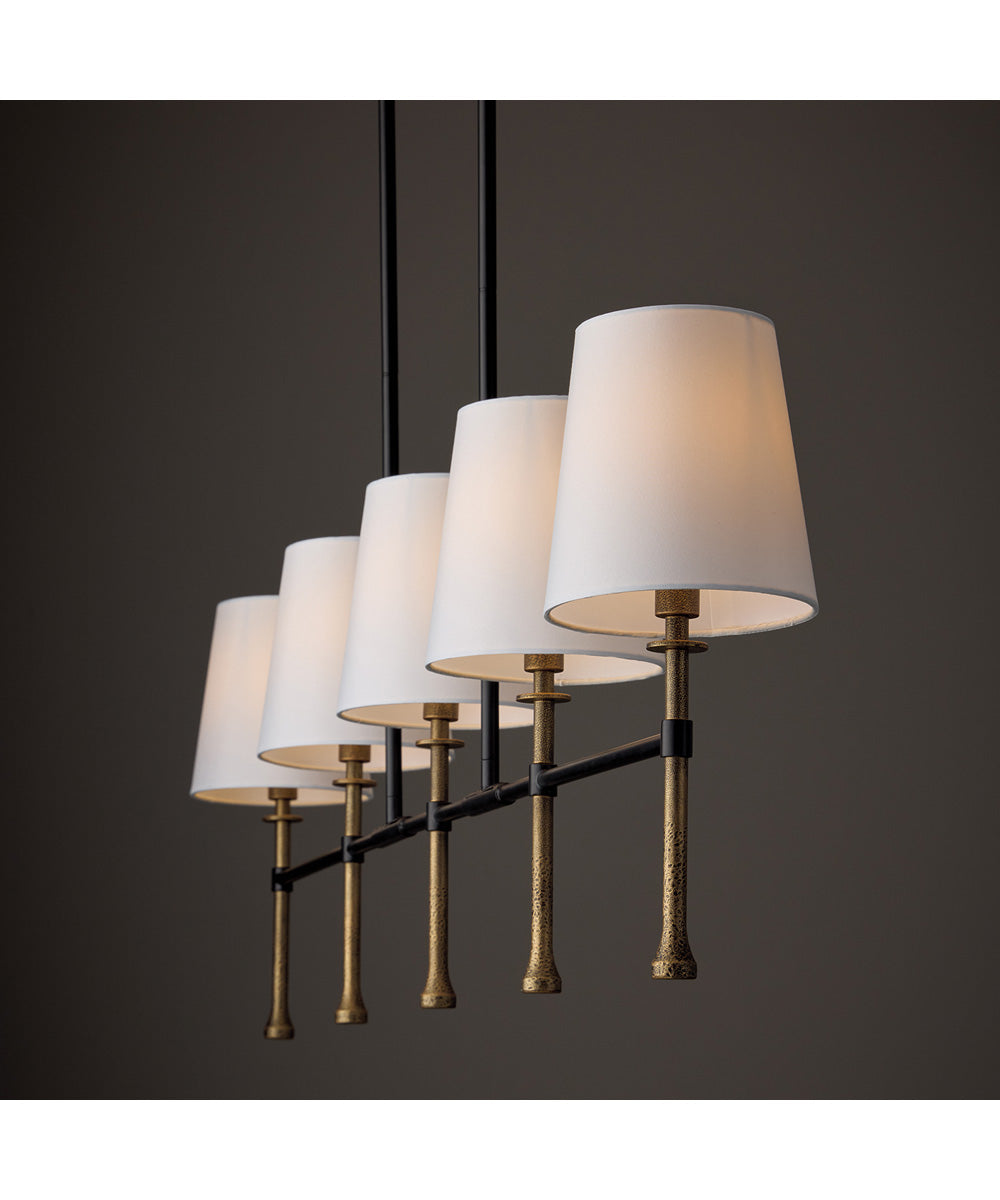 Hollis 5 -Light-Linear Chandelier Matte Black with Hammered Gold