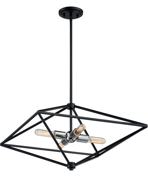 22"W Legend 4-Light Pendant Black / Polished Nickel