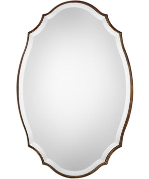 20x30" Shaped Bevel Mirror in Wood and Bronze and Gold