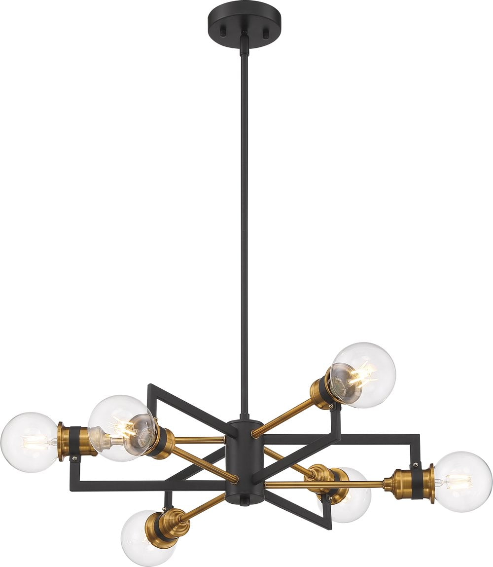 24"W Intention 6-Light Chandelier Warm Brass / Black