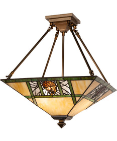 17" Square Pinecone Ridge Semi-Flush Mount