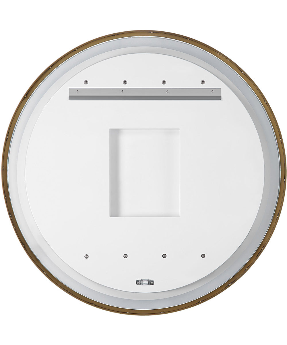 Crofton Lighted Brass Round Mirror