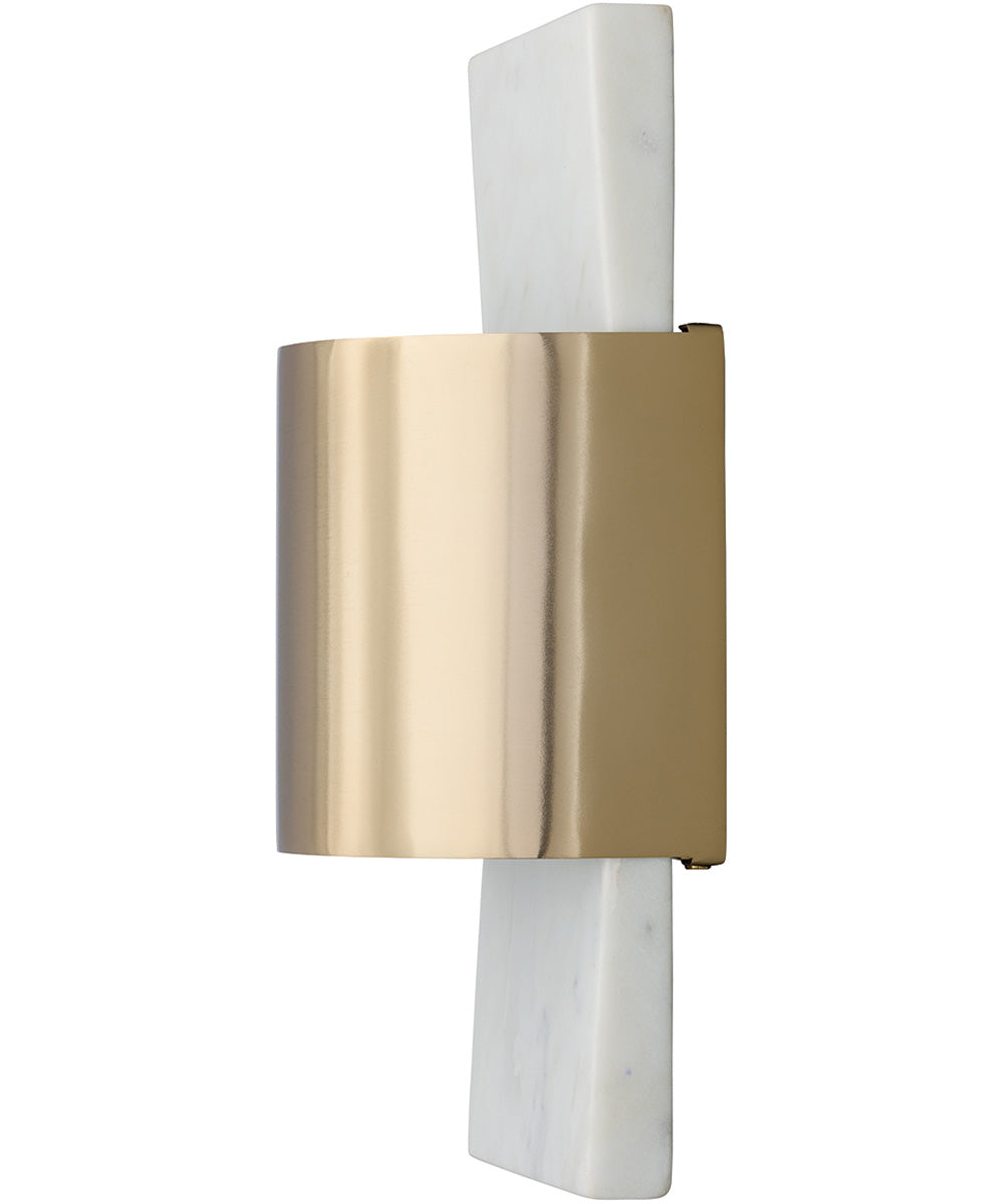 Sidney 1-Light Sconce White Marble and Matte Brass