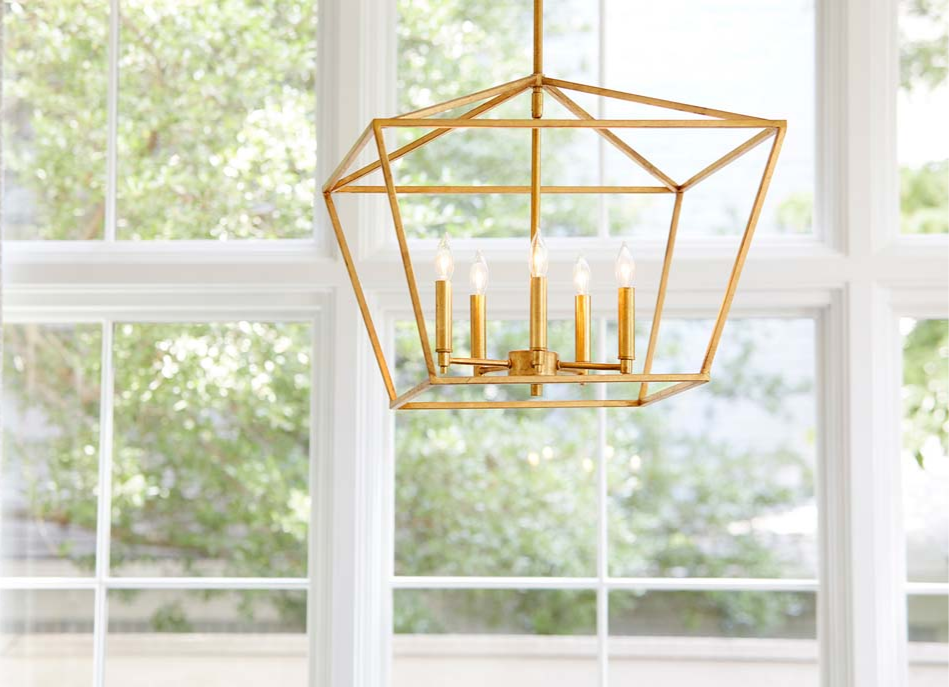 21"W Gabriel 5-light Nook Chandelier Gold Leaf