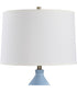 Ceramic Gourd Table Lamp in Powder Blue with White Linen