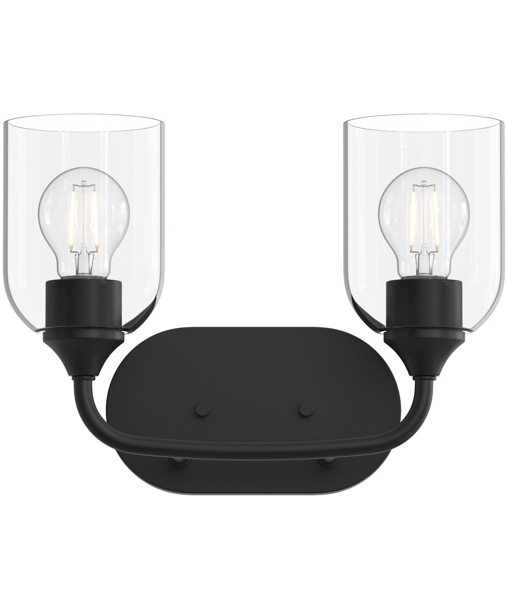 Ilia 2-Light Bath Vanity with Clear Glass Shade Matte Black