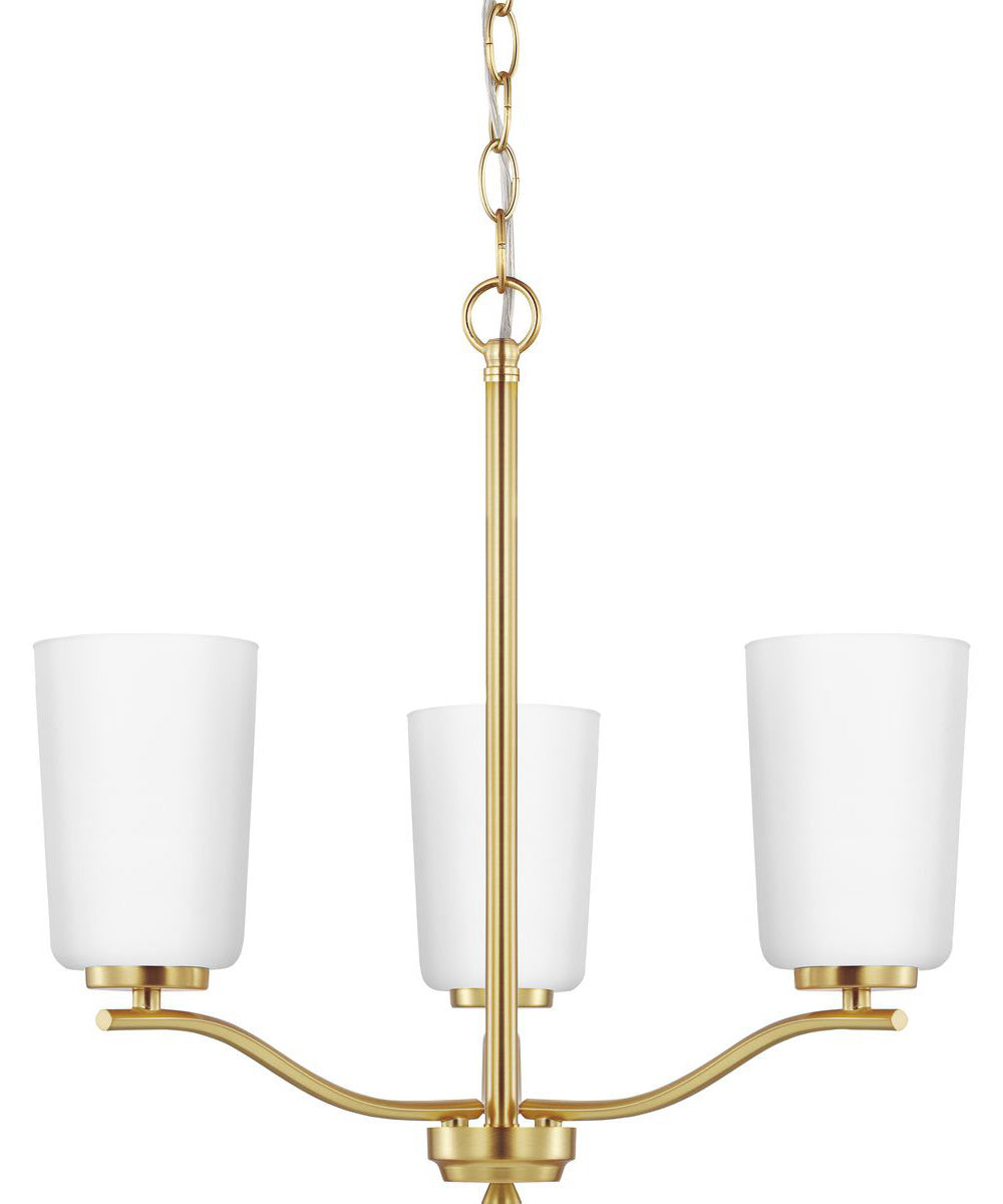 Adley 3-Light Etched White Glass Semi-Flush Convertible Light Satin Brass