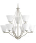 Bravo 9-Light Etched Glass Modern Chandelier Light Brushed Nickel