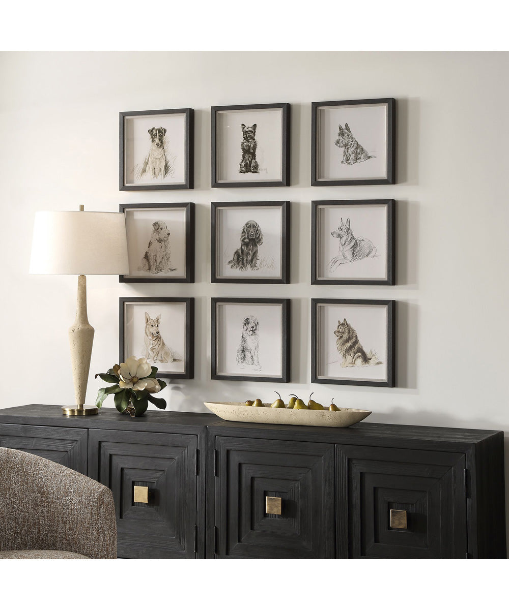 Loyal Companion Framed Dog Prints, Set of 9