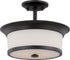 13"W Mobili 2-Light Close-to-Ceiling Aged Bronze / Satin White