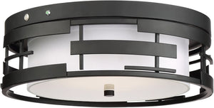 16"W Lansing 3-Light Close-to-Ceiling Textured Black