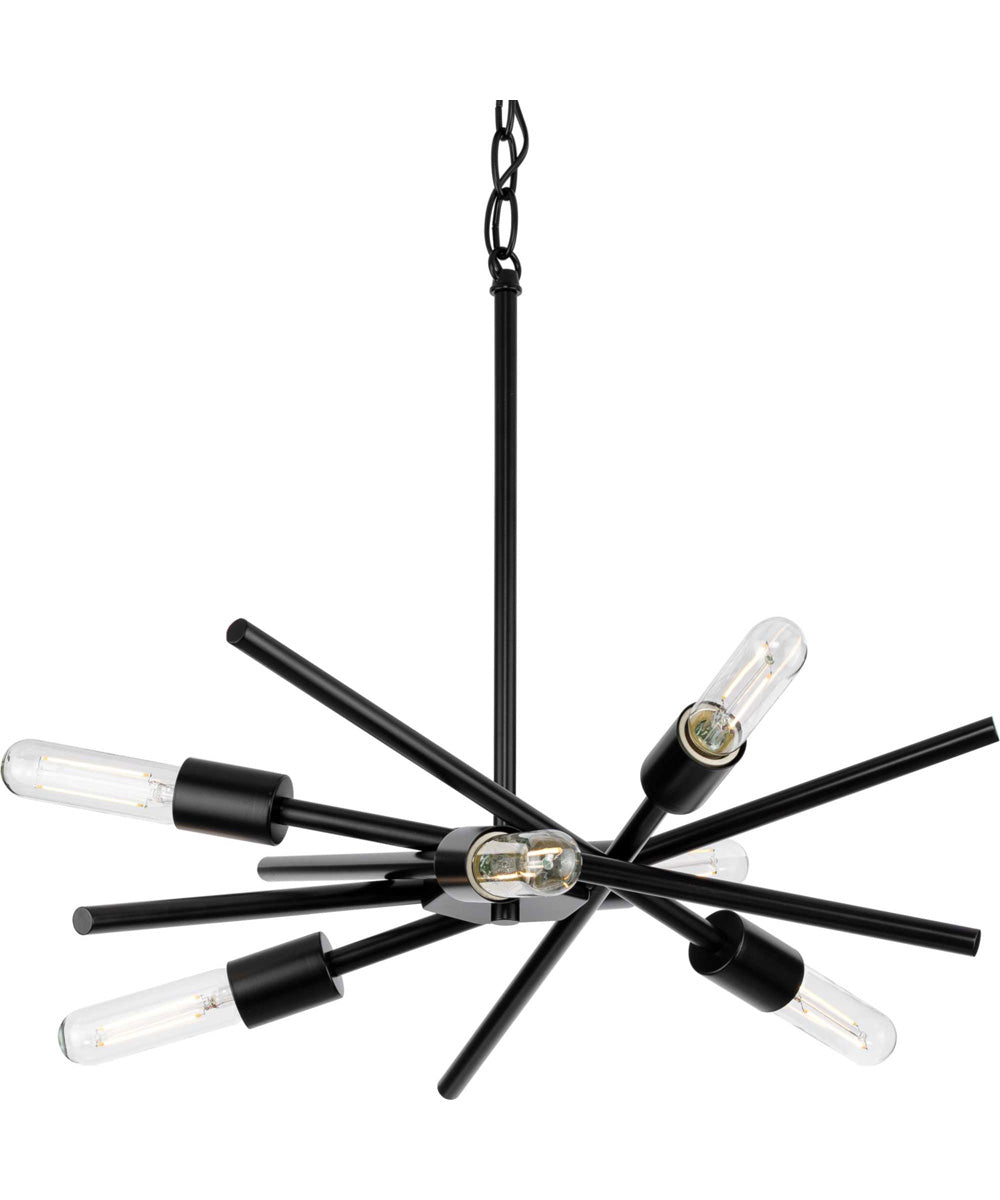 Astra 6-Light 22" Modern Chandelier Matte Black