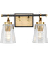 Cassell 2-Light Matte Black Luxe Industrial Bath & Vanity Light Vintage Brass