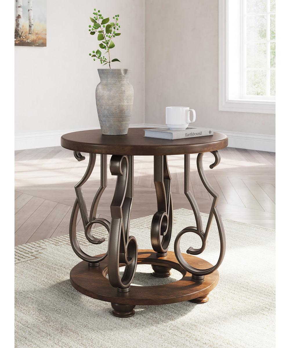 Frallyn Round End Table Dark Brown