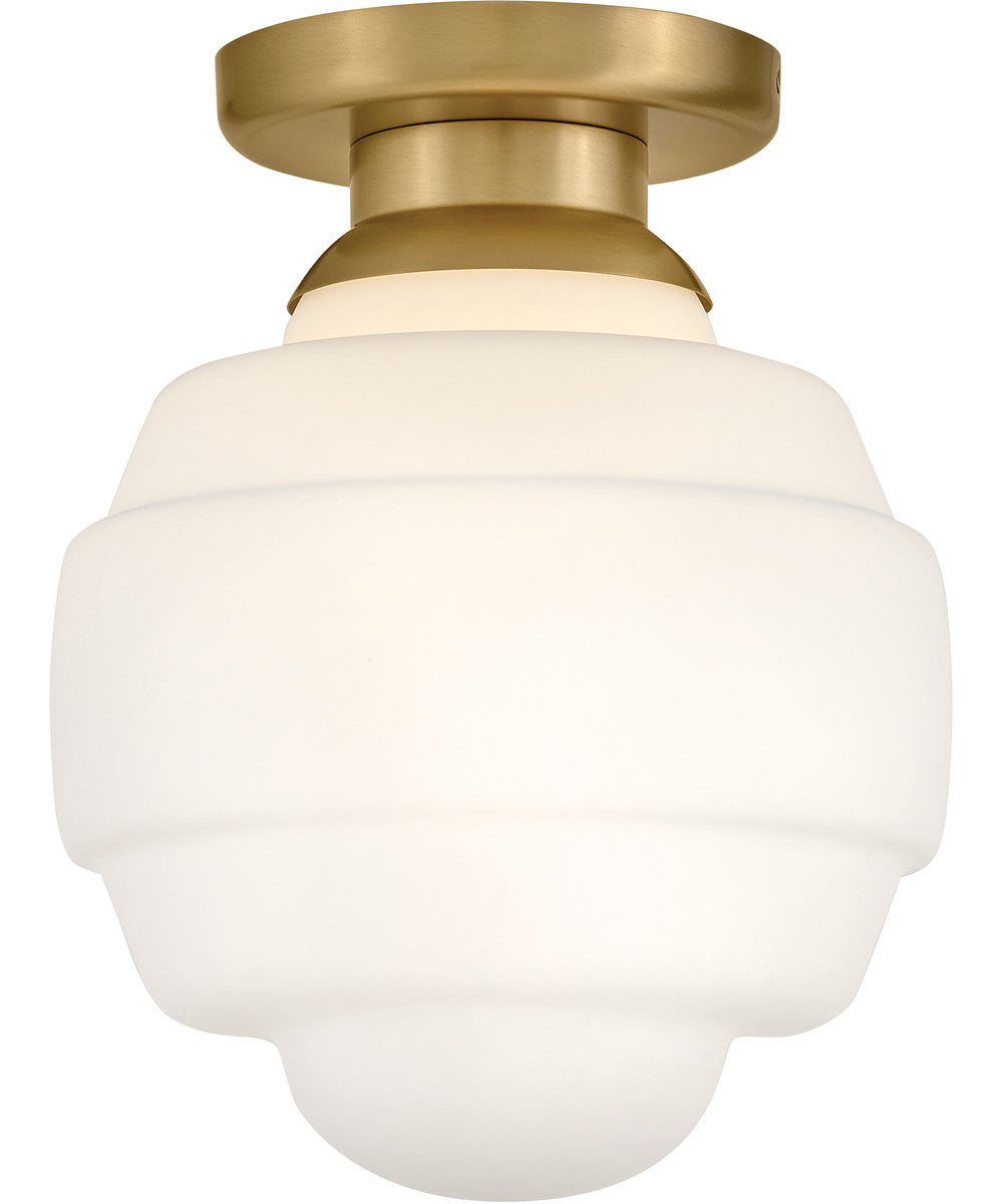 Penny 1-Light Small Flush Mount in Lacquered Brass