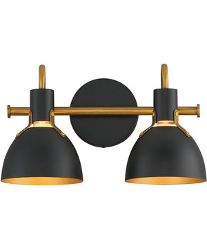Dusk 2-Light Wall Sconce Black / Antique Brass