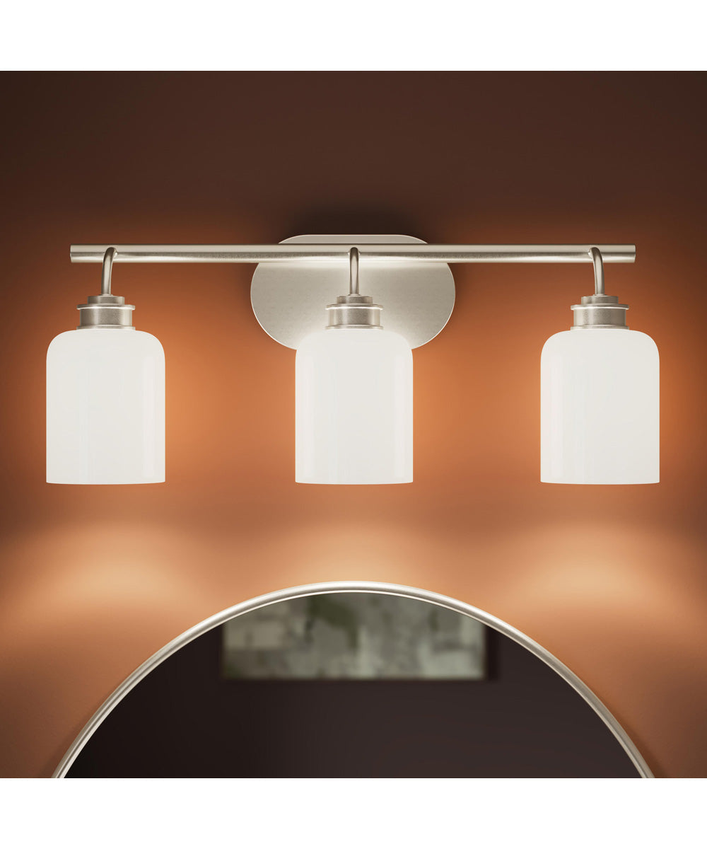 Reines 3-Light Bath Vanity with Opal Glass Shades Brushed Nickel