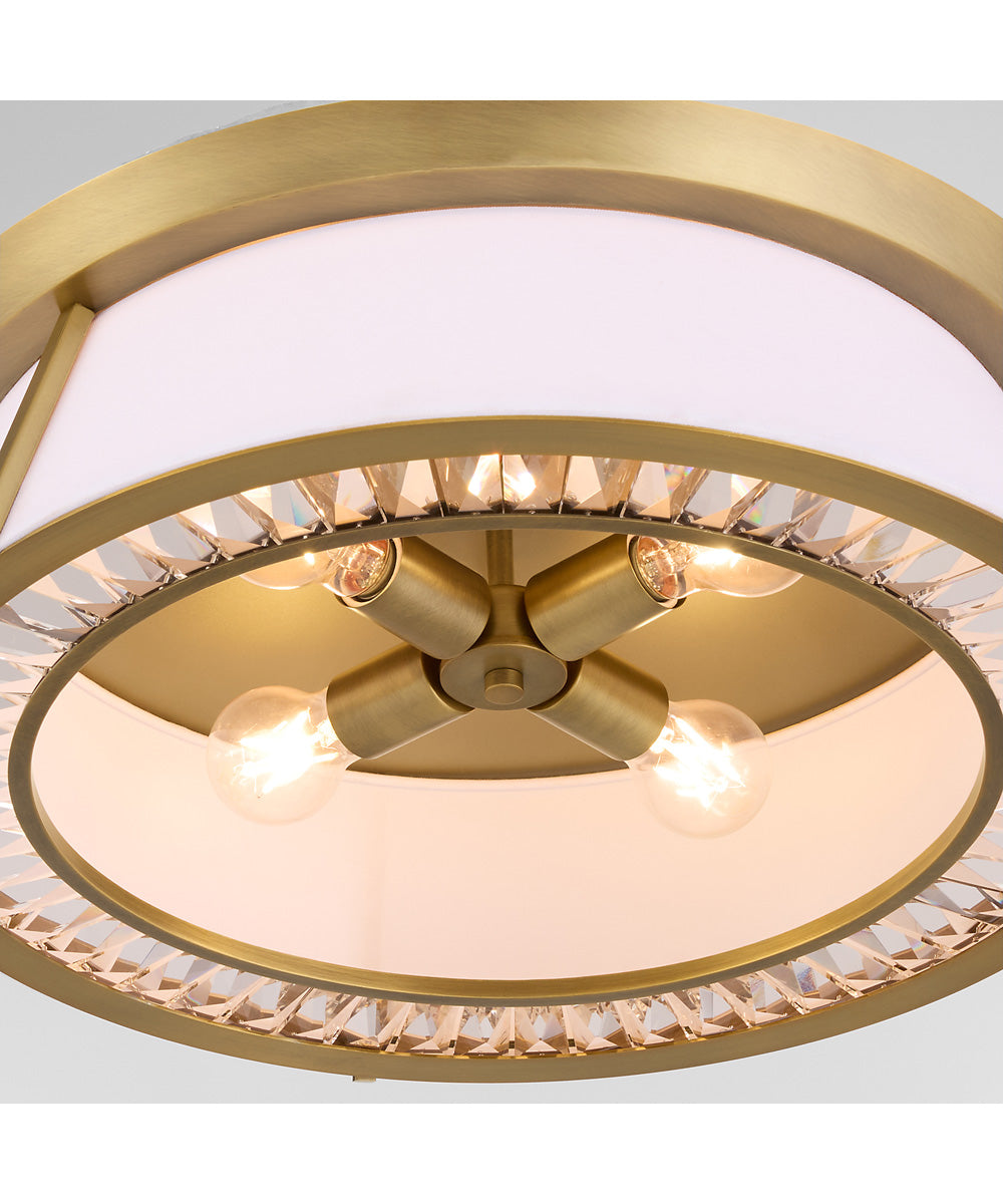 Gorham 4-light Flush Mount Brushed Brass|Clear|White